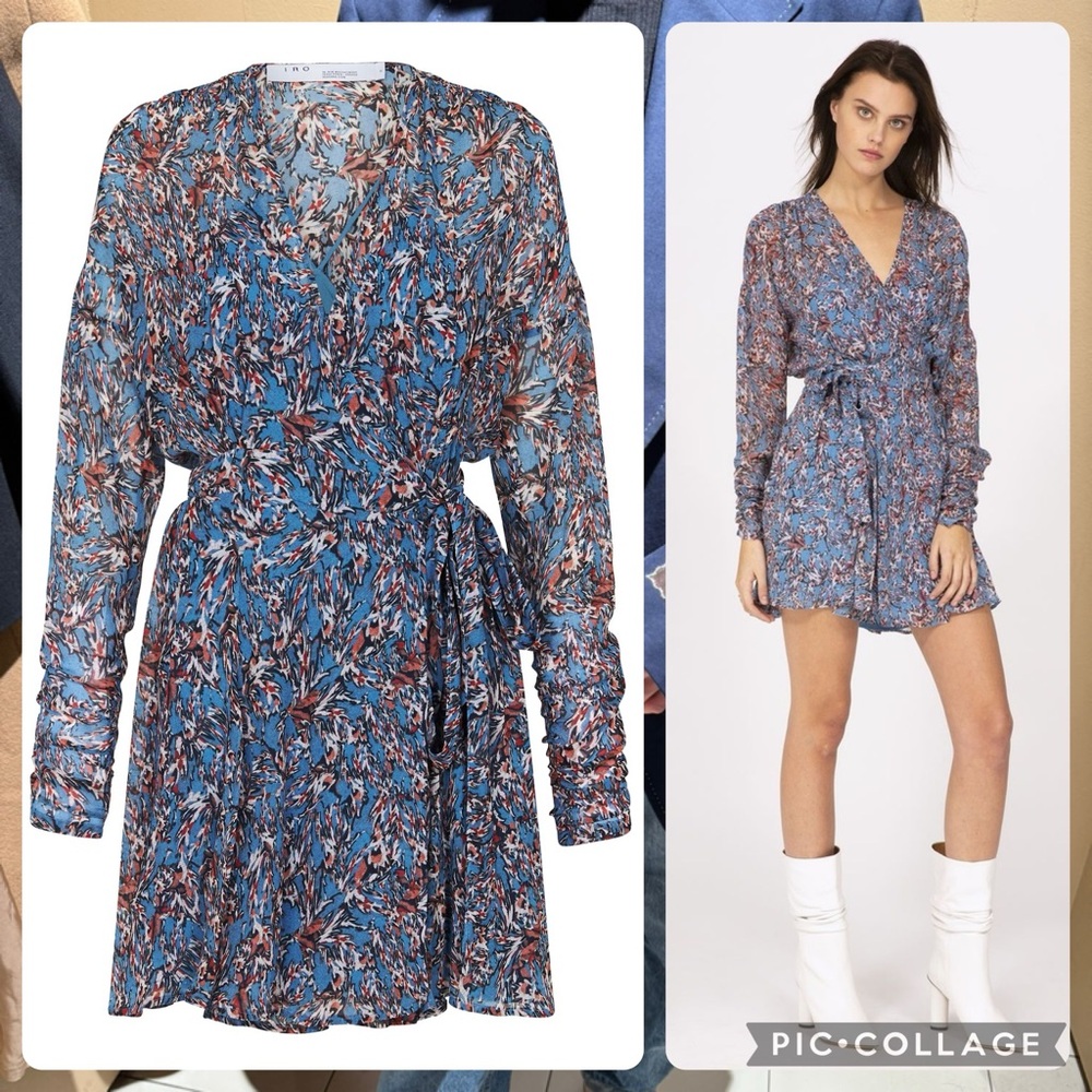 IRO long sleeve wrap floral dress